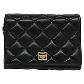 Givenchy-GIVENCHY Chain Shoulder Bag Leather Black Gold Auth 125575-Black,Golden