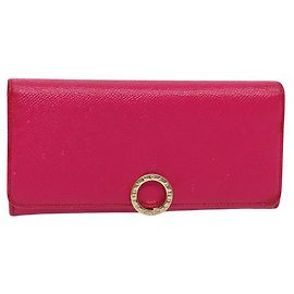 Bulgari BVLGARI Long Wallet Leather Pink Gold Auth bs26284 Pink Golden