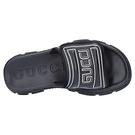 Gucci Leder- und Gummisandalen Schwarz Weiß