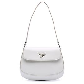 Prada White Mini Brushed Leather Cleo Bag White