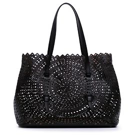 ALAÏA Mina 32 en piel de ternera negra Vienne cortada a láser Negro
