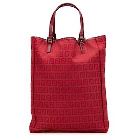 Fendi Red Zucchino Canvas Tote Red