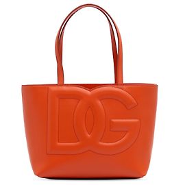 Bolsa tote pequena em couro de bezerro laranja com logo DG da Dolce & Gabbana Laranja