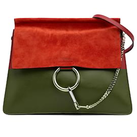Hermès-Sac à bandoulière Faye en cuir de veau et daim rouge moyen Hermès-Rouge