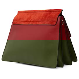 Hermès-Sac à bandoulière Faye en cuir de veau et daim rouge moyen Hermès-Rouge