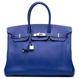 Hermès-Hermès Bleu Epsom Bonbon Birkin Retourne 35-Bleu