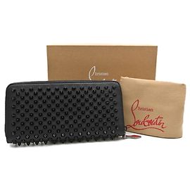Cartera larga de cuero negro Christian Louboutin Negro