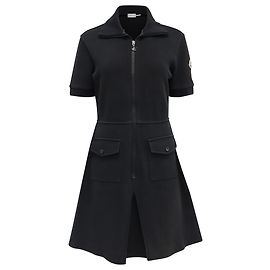 Abito polo mini con mezza zip in cotone nero Moncler Piquet Nero