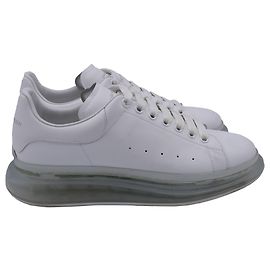Alexander Mcqueen Oversized Clear Sole Sneakers in White Leather White