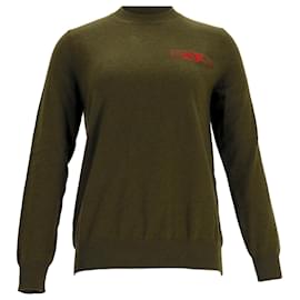 Givenchy-Givenchy Love-Embroidered Sweater in Olive Cashmere-Green,Olive green