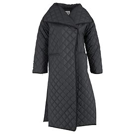 Totême Quilted Shell Wrap Coat in Black Recycled Polyester Black