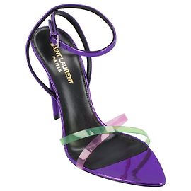 Sandálias de couro patente e plexi Gippy Saint Laurent roxas Roxo