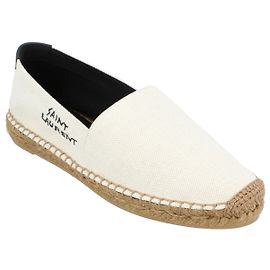 Espadrilles brodées Saint Laurent en toile beige Marron Beige