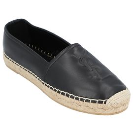 Saint Laurent Monogram Espadrilles aus schwarzem Lammleder Schwarz