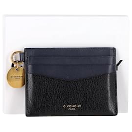 Givenchy- Givenchy Edge Two-Tined Card Holder in Blue and Black Leather-Multiple colors
