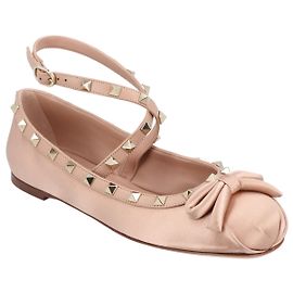 Valentino Garavani Bailarinas de Seda Valentino Rockstud Nude Marrom Carne