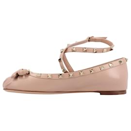 Valentino Garavani-Valentino Rockstud Nappa Ballerinas Pink-Pink
