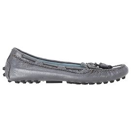 Mocassins en cuir gris ornés de franges Balenciaga Gris