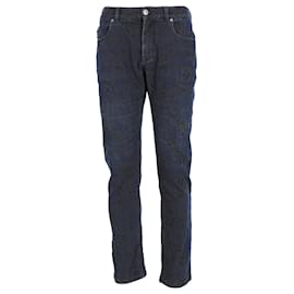 Versace-Jeans Slim Fit Jacquard Versace em Algodão Azul-Azul
