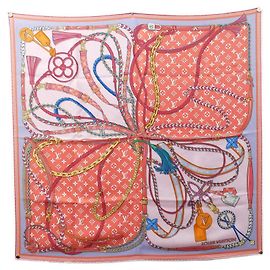 Bufanda Carre Mix y Strap Louis Vuitton Rosa Multicolor