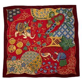 Salvatore Ferragamo Foulard de seda Ferragamo de inspiración oriental Multicolor Burdeos