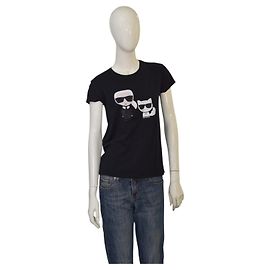 T-shirt nera in cotone Karl Lagerfeld Choupette XS Nero