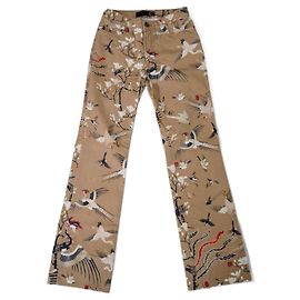 Jeans Just Cavalli beige con garzas y2k Multicolor Beige