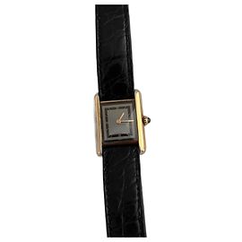 Reloj Cartier Tank Baño de Oro Gris Gris antracita