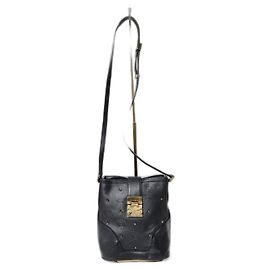 Bolso cruzado Mini Claudia Studs de lona recubierta MCM negro Negro