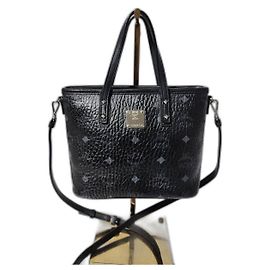 MCM Mini Tote Bag Black/Grey Black Grey