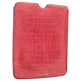 Miu Miu iPad Case Leather Pink Auth 121106 Pink