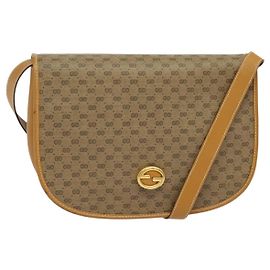 Gucci Bolsa de Ombro Micro GG Supreme PVC Bege Ouro Auth th6085 Bege Dourado