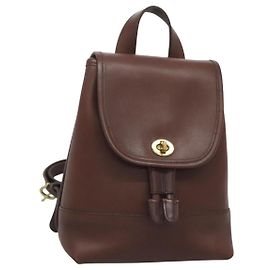Coach Backpack Leather Brown Gold Auth mr1332 Brown Golden