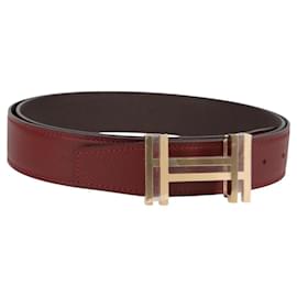 Hermès-Ceinture en cuir HERMES Constance 48"" Rouge Vin Auth 121287M-Bordeaux