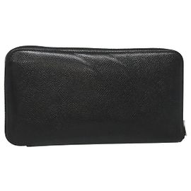 Hermès HERMES Azap Long Long Wallet Leather Black Silver Auth bs26278 Black Silvery