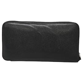 Hermès-HERMES Azap Long Long Wallet Cuir Noir Argent Auth bs26278-Noir,Argenté