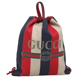 GUCCI Web Sherry Line Backpack Canvas Red Blue 473872 Auth 125637 Red Blue
