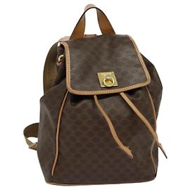 Céline Mochila de lona Macadam CELINE en cuero PVC marrón dorado Auth 121237 Castaño Dorado