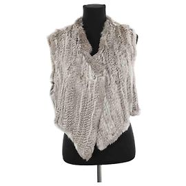 Antik Batik Grau Pelzmantel Grau