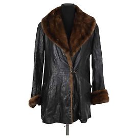 Sprung Frères Schwarzer Ledermantel Schwarz