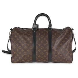 Louis Vuitton-Louis Vuitton Monogram Macassar Keepall Bandouliere 45-Brown,Black