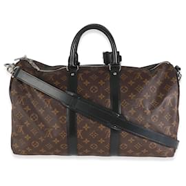 Louis Vuitton-Louis Vuitton Monogram Macassar Keepall Bandouliere 45-Brown,Black