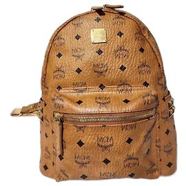 MCM Visetos Stark Medium Sac à dos en cuir marron Marron