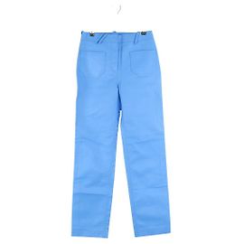 Courreges Pantalones rectos de cuero sintético azul Azul