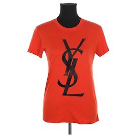Saint Laurent Camiseta de algodón roja Roja