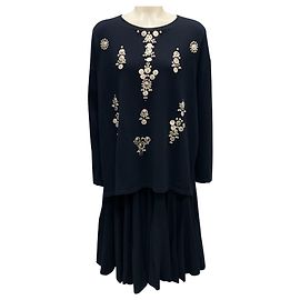 Abito midi a maniche lunghe decorato Altuzarra Midnight Melissa Blu navy