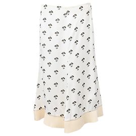 Falda midi estampada floral de Victoria Beckham en viscosa blanca Blanco
