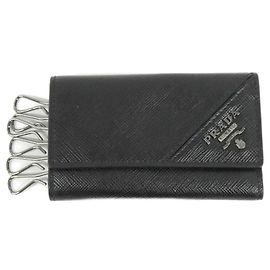 Prada Saffiano Key Case Black Metallic