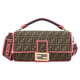 Fendi Baguette Large Handbag Brown Pink