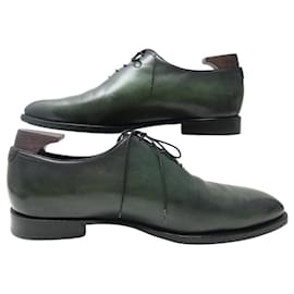 Berluti-BERLUTI ONE CUT OXFORD SHOES 8.5 42.5 IN PATINATED LEATHER + SHOE TREES-Green